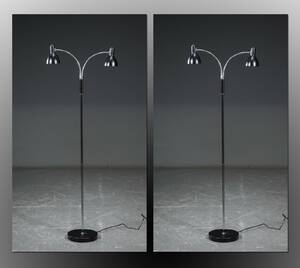 2 standerlamper  gulvlamper, model Double Mind, sort  crom 2