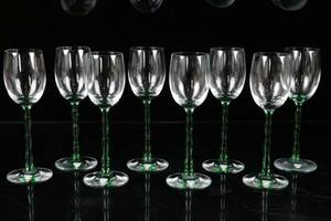 GUNNAR CYRÉN, vitvinglas, 8 st, Nobel Jubileé, Orrefors