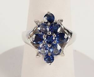 RING, sterlingsilver, med safirer, ca 3,5ct.