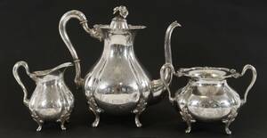 Kaffeservis 3 delar, silver, Rokoko-stil, 1940