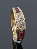 18Kt Diamond ring with Rubie approx. 0.24ct
