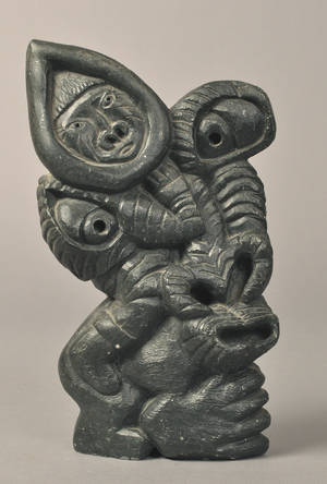 Grønlandica - fabelfigur i udskåret fedtsten - sign. monogram74.