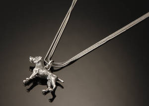 Jagthundvedhæng med halskæde,sterling sølv 2