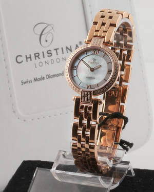 Christina London brillant damearmbåndsur af rosa forgyldt stål. Model Diamonds 135RW2-CDL