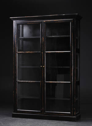 Vitrineskab, sort antikbemaling