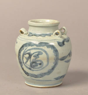 Kinesisk oliekande af porcelæn, blådekoreret, 1800-tallet