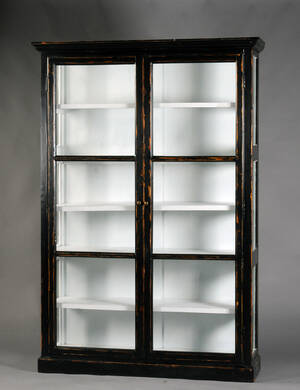Vitrineskab, sort antikbemaling