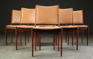 Johannes Andersen. Seks stole, palisander og læder 6