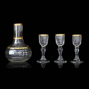 KARAFF samt 3 glas, 181900-tal.