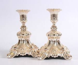 LJUSSTAKAR, ett par, nysilver, 1900-tal.