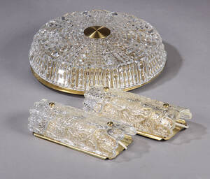 Carl Fagerlund for Orrefors. Loftlampe samt to væglamper. 3