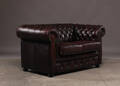 Chesterfield, to pers, sofa af brunt læder
