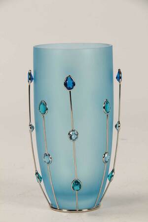 Swarovski. Vase, blå kunstglas