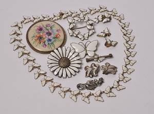 Samling vintagemykker af sølv