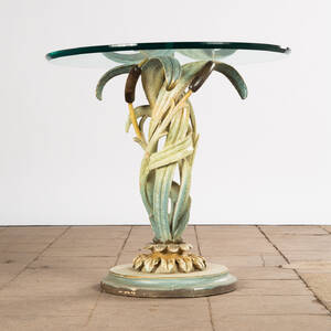 Tisch  Beistelltisch, Holz und Glas