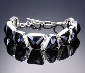 Onyx armbånd af sterling sølv