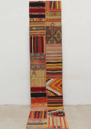 Gallerimatta, handsydd patchwork. 392 x 80.