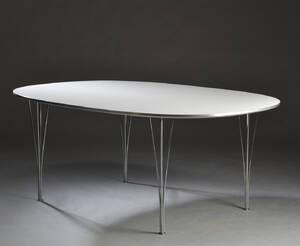 Piet Hein Bruno Mathsson. Superelipsebord, hvid