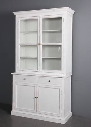 To-delt vitrineskab. antikbemalet. 2 