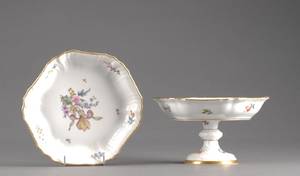 Kgl. porcelæn. To serveringsfade i fuld saksisk blomst 2