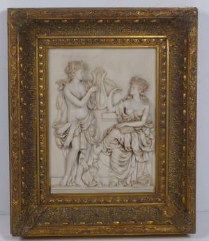 Alabasterrelief Allegorie der Künste