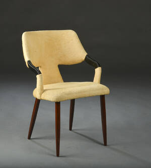 Stol af teak og plys