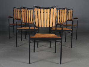 Daneline Havemøbler. Seks armstole, teak 6