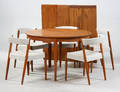 Dansk møbelproducent. Spisebord samt stole, teak 9