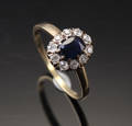 Vintage diamant og safirring