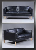 Stouby. Fritstående sofasæt, sort læder. 2 
