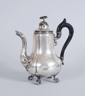 Kaffekanna, silver, Frankrike, 1800-tal, totalvikt ca 407 gram