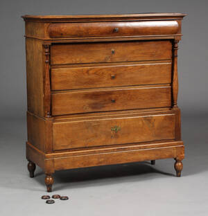 Dagkiste af massiv egetræ, 1800-tallet