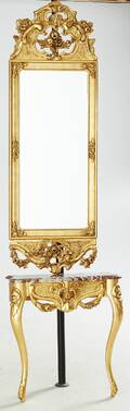 Spegel med konsolbord i rokokostil