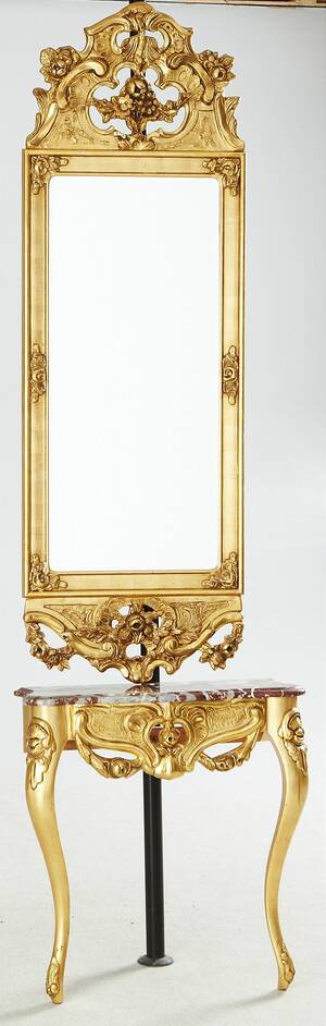 Spegel med konsolbord i rokokostil