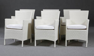 Havemøbler. Otte havestole, råhvid polyrattan 8