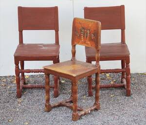 Stolar 3st, allmoge-barock, 171800-tal