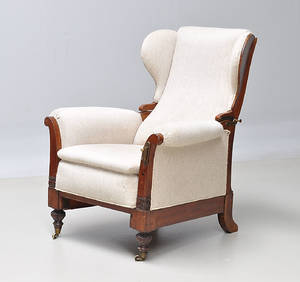 Øreklapstol af mahogni, 1900-tallets begyndelse
