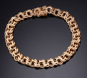 Armbånd af 14 kt guld, vægt ca. 20 gram