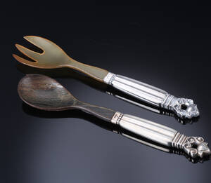  Georg Jensen KongeAcorn. Salatsæt af sterlingsølv 2 
