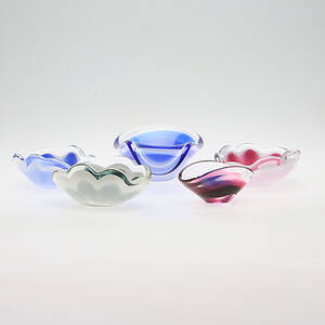 SKÅLAR, 5 st, glas, Coquille, Kedelv, Flygsfors, signerade, 1900-talets mitt.
