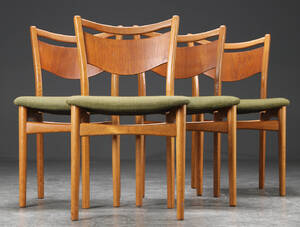 Fire spisestole, teak og eg, 1950erne 4