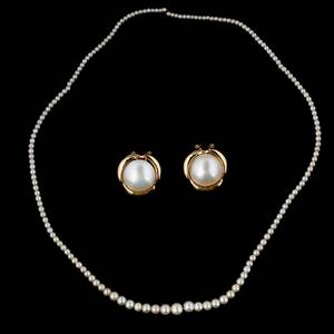 Örhängen 14 k guld mabépärlor