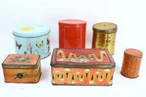 Plåtburkar, 6 st, äldre