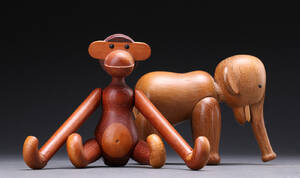 Kay Bojesen. Abe og Elefant i teak, limba og egetræ 2