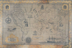 Franklin Mint. The Royal Geographical Society Silver Map, landkort af sterling sølv