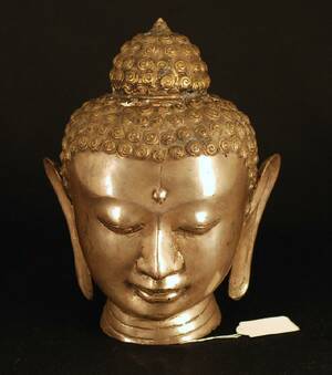 ASIATISK BYST VITMETALL, HÖ 26 CM