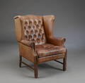 Chesterfield-stil. Øreklapstol, læder
