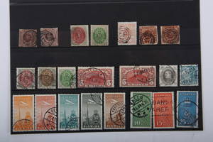 Danmark. Planche med Skillingsmærker, to posthuse, ny luftpost, m.m.