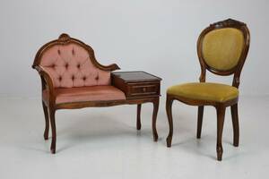 TELEFONBÄNK samt STOL, rokokostil