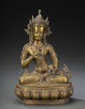  Buddha af bronze siddende på lotustrone. Denne vare er sat til omsalg under nyt varenummer 4739953